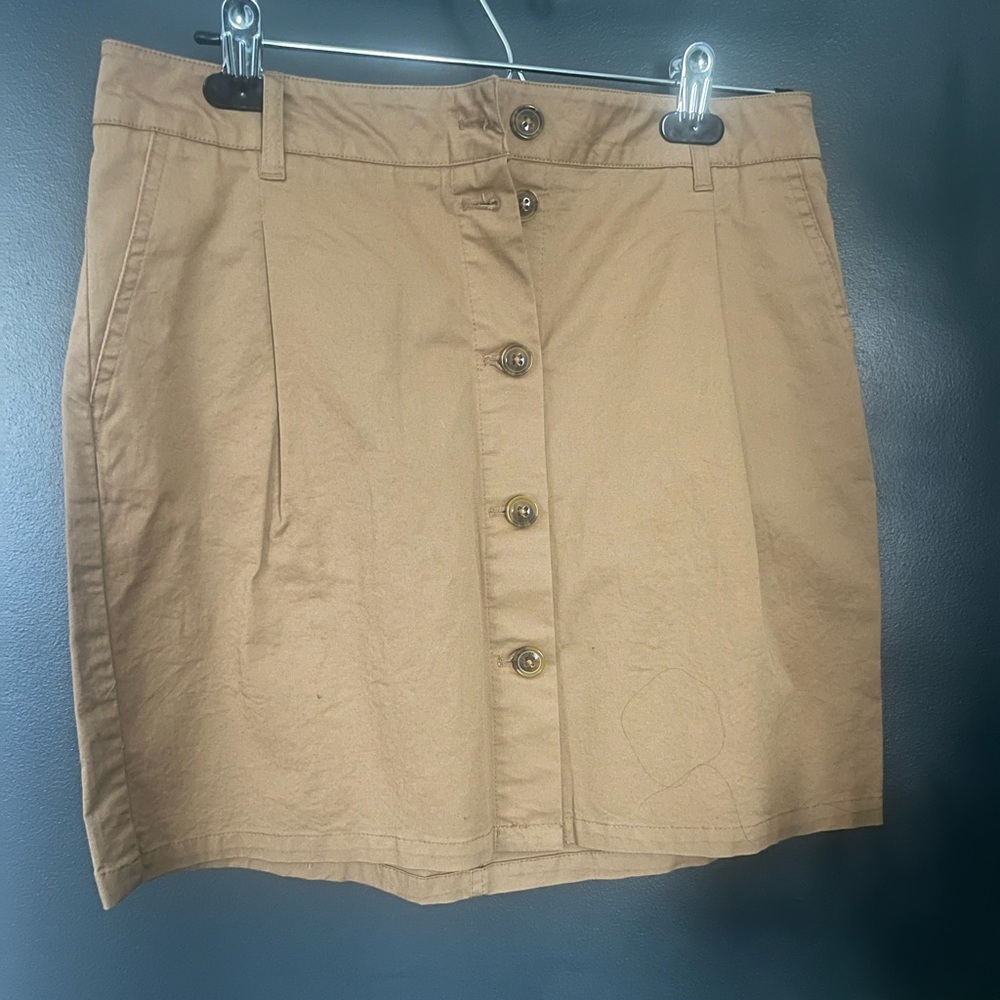 Tan Button-Down Mini Skirt